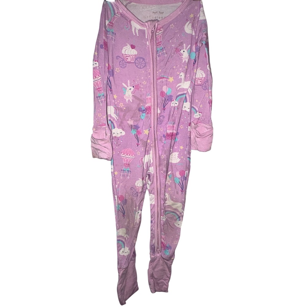Little Sleepies Girls Bamboo Zippy Sleeper PJs Pink Unicorn Swan Fairy Stained